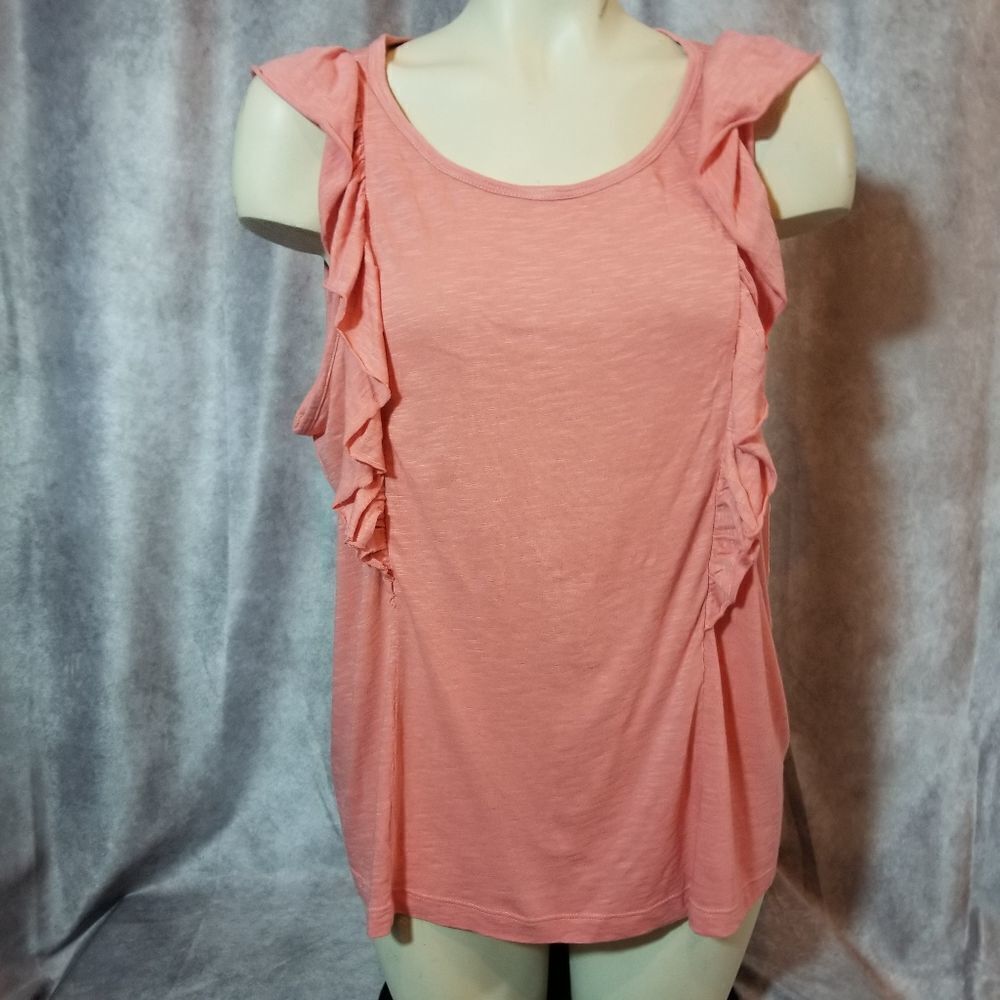 Caslon Salmon Pink Ruffle‎ Sleeve Tank Size XL - Picture 2 of 5
